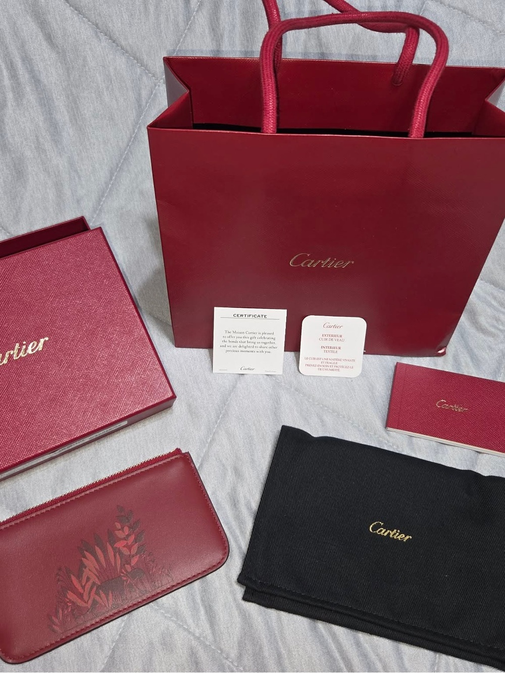 Cartier Red and Black Gift Set with Gold Logo Accents